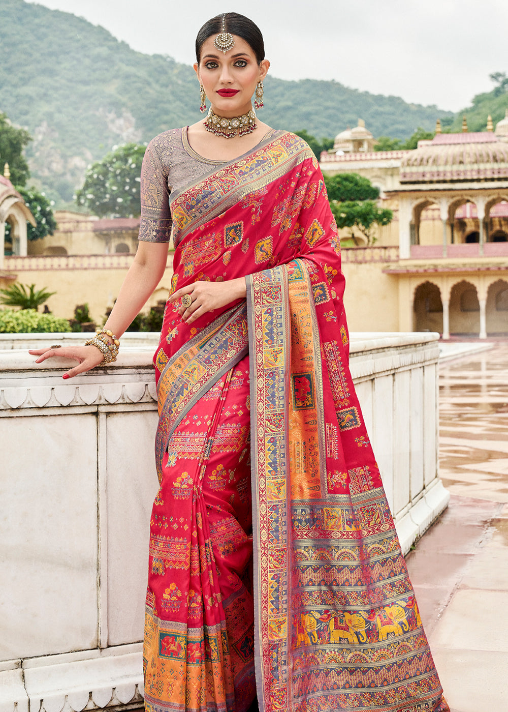 Mahogany Red Designer Banarasi Saree