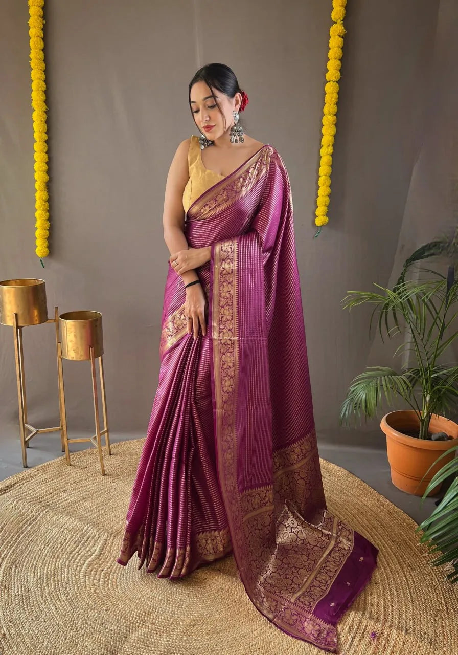 Ganga Soft Copper Weaving Saree With Rich Pallu - Mira Fashion