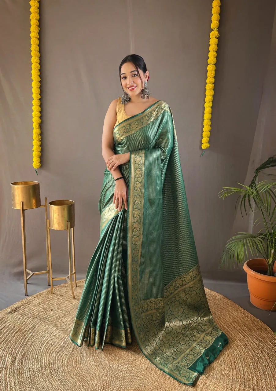 Ganga Soft Copper Weaving Saree With Rich Pallu - Mira Fashion