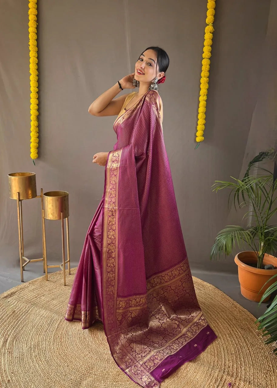 Ganga Soft Copper Weaving Saree With Rich Pallu - Mira Fashion