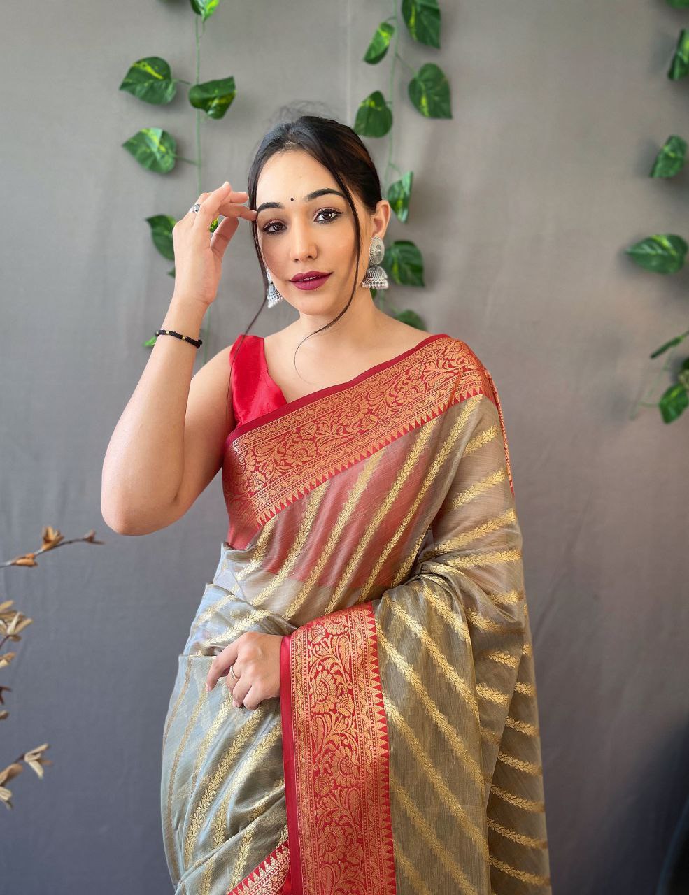 Organza Leheriya Saree With Jacquard border - Mira Fashion