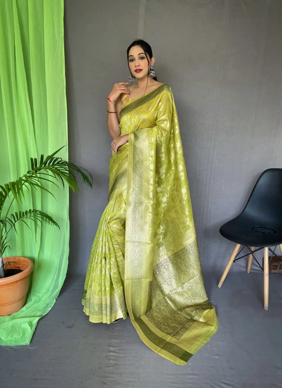 Pure Organza Silk Saree With Weaving Border - Mira Fashion