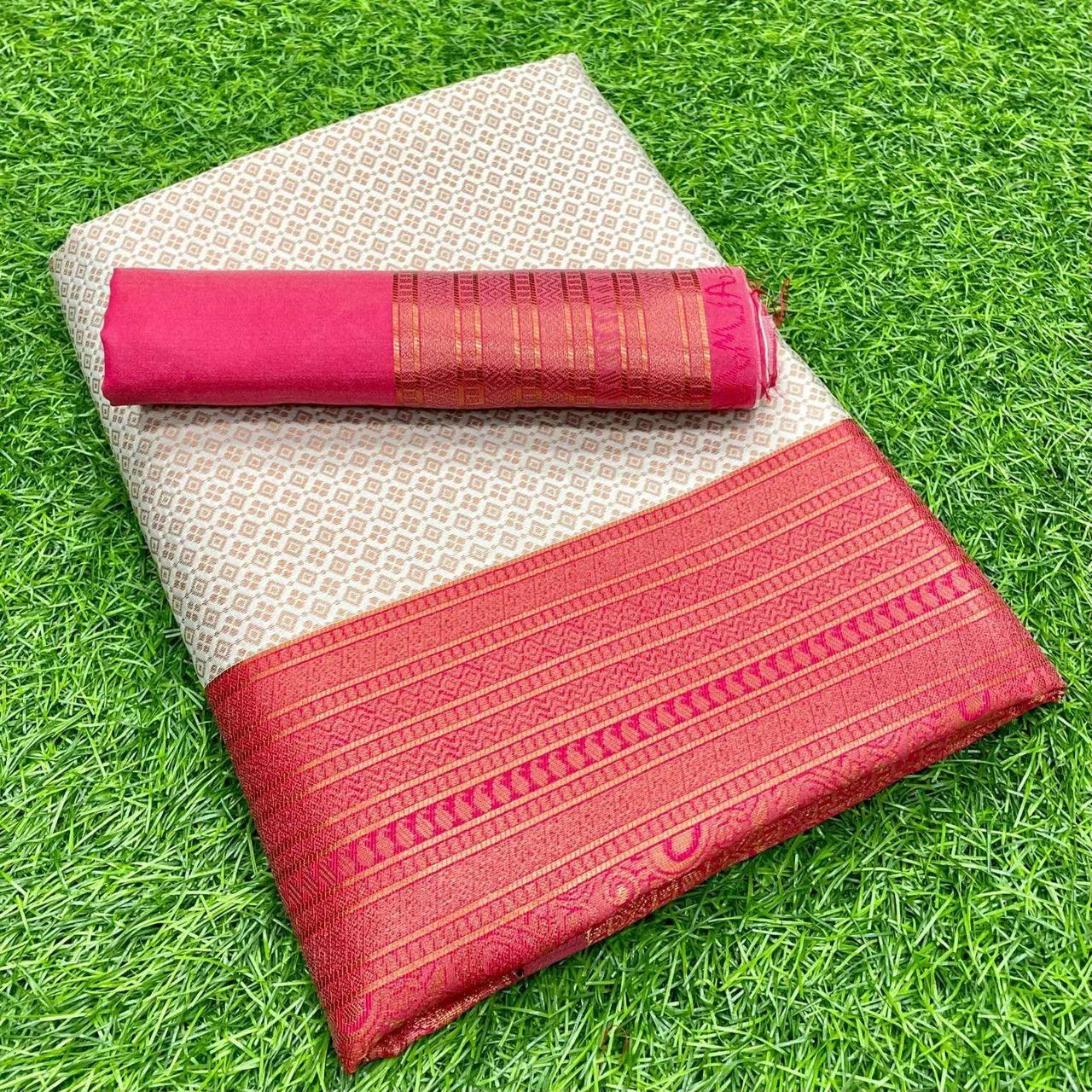 Banarsi Soft Silk Saree With Beautiful Zari Work - Mira Fashion