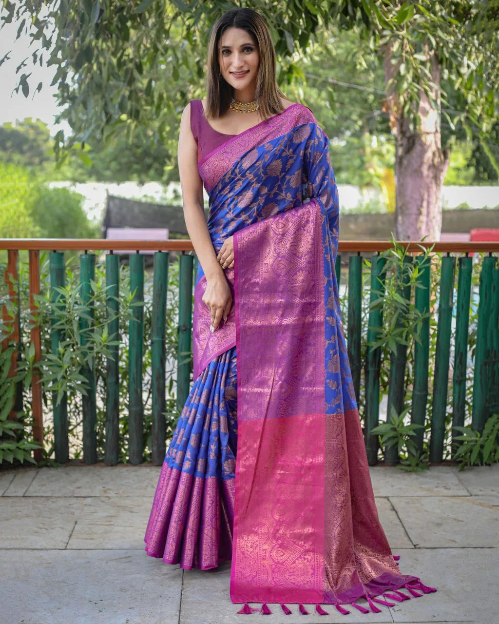 Visha Banarasi Zari Copper Saree - Mira Fashion