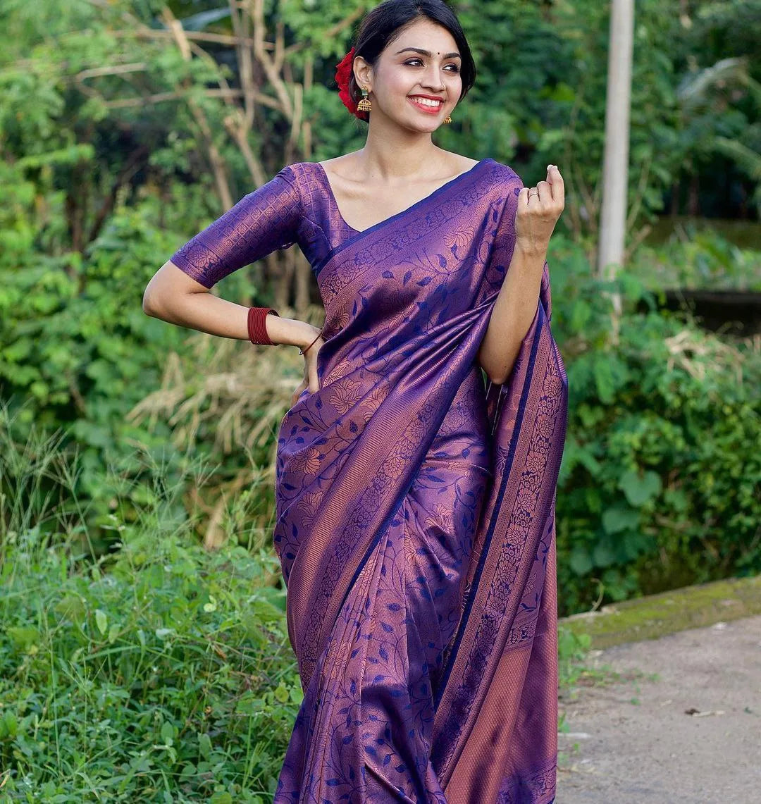 Soft Lichi Silk Kanjivaram Saree - Mira Fashion