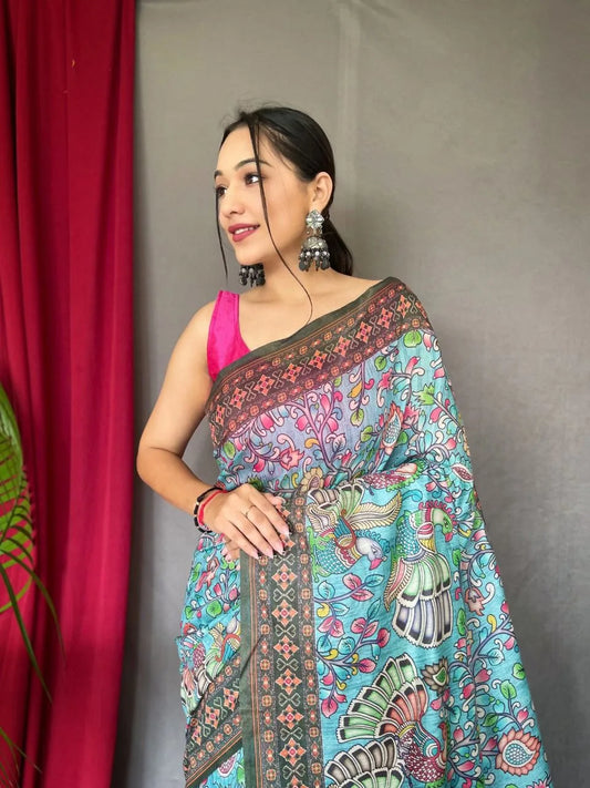 Meera Pure Malai Cotton Saree - Mira Fashion