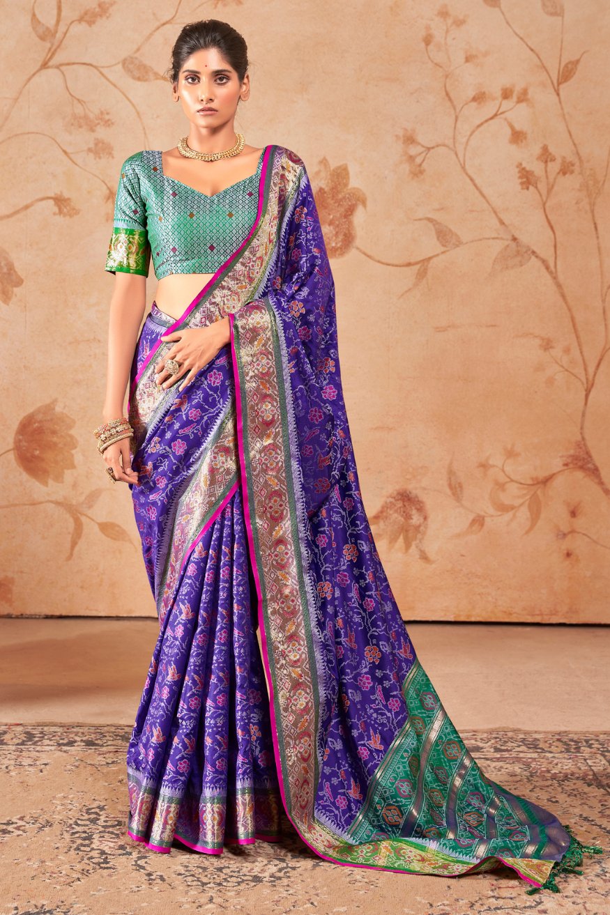 Royal Blue Woven Patola Silk Saree