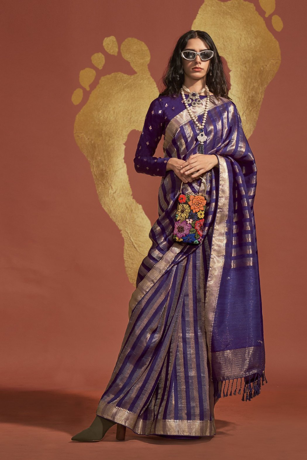 Amethyst Purple Banarasi Handloom Silk Saree