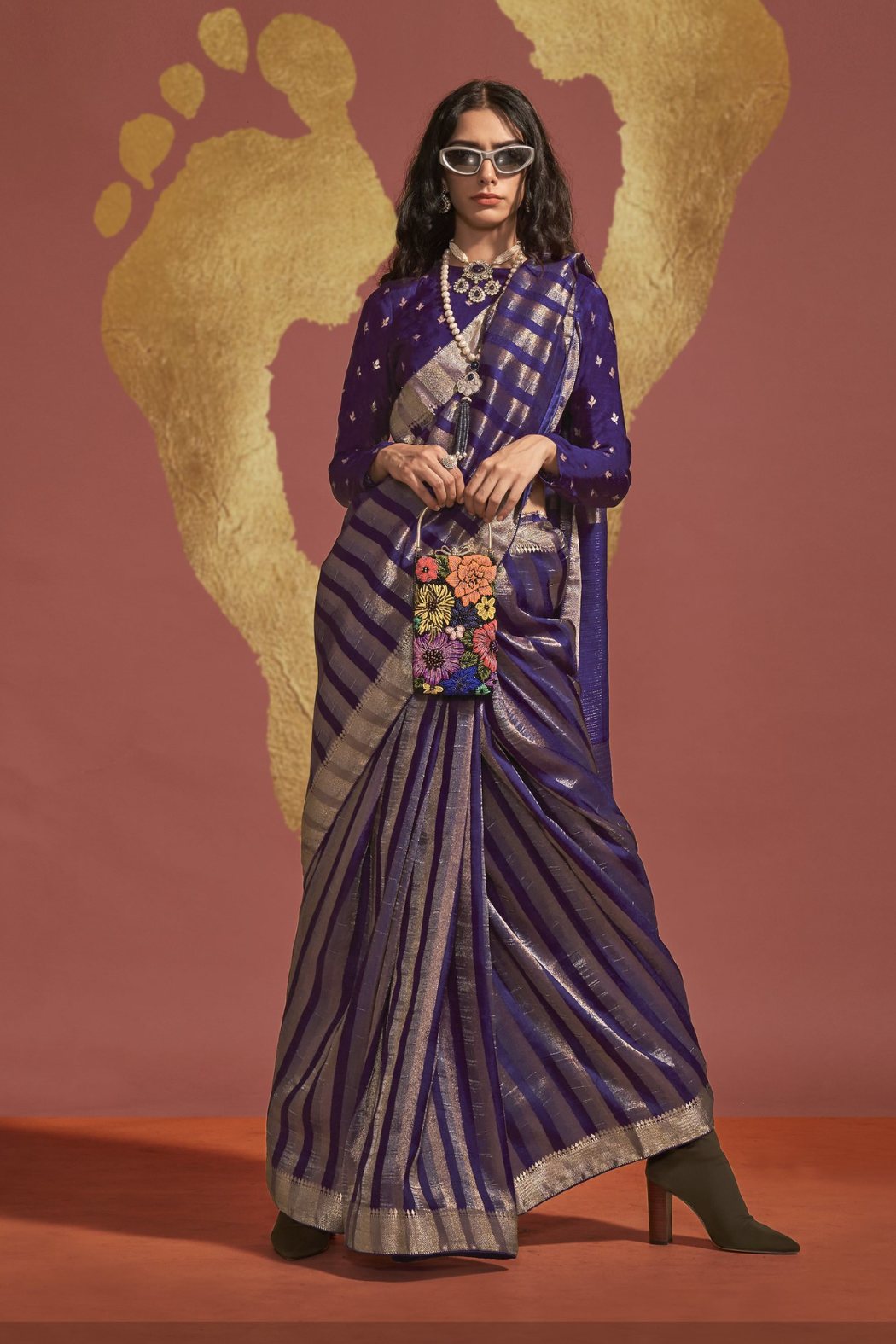 Amethyst Purple Banarasi Handloom Silk Saree