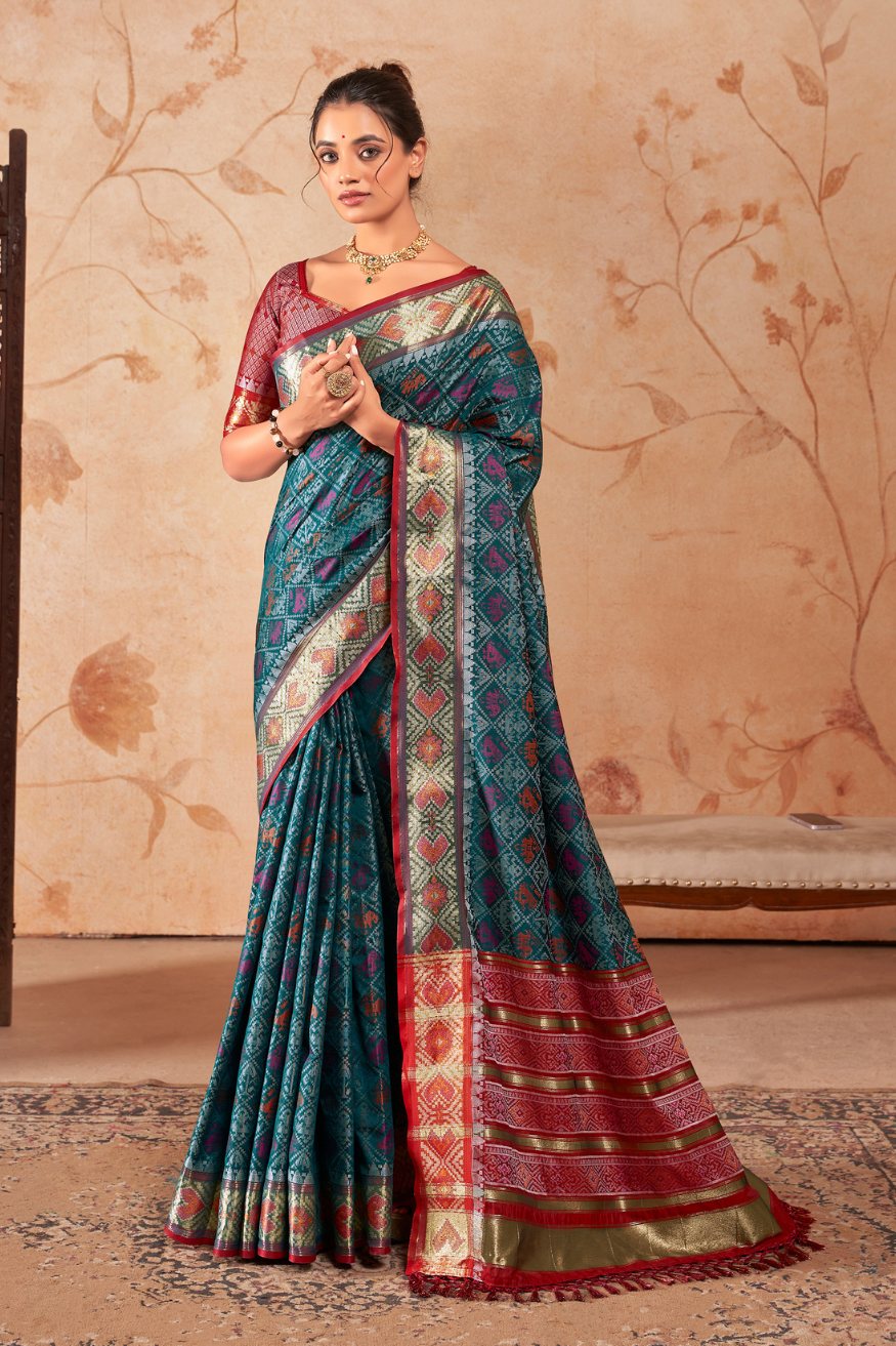 Eden Blue Woven Patola Silk Saree