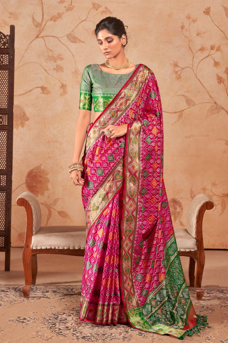 Shiraz Pink Woven Patola Silk Saree