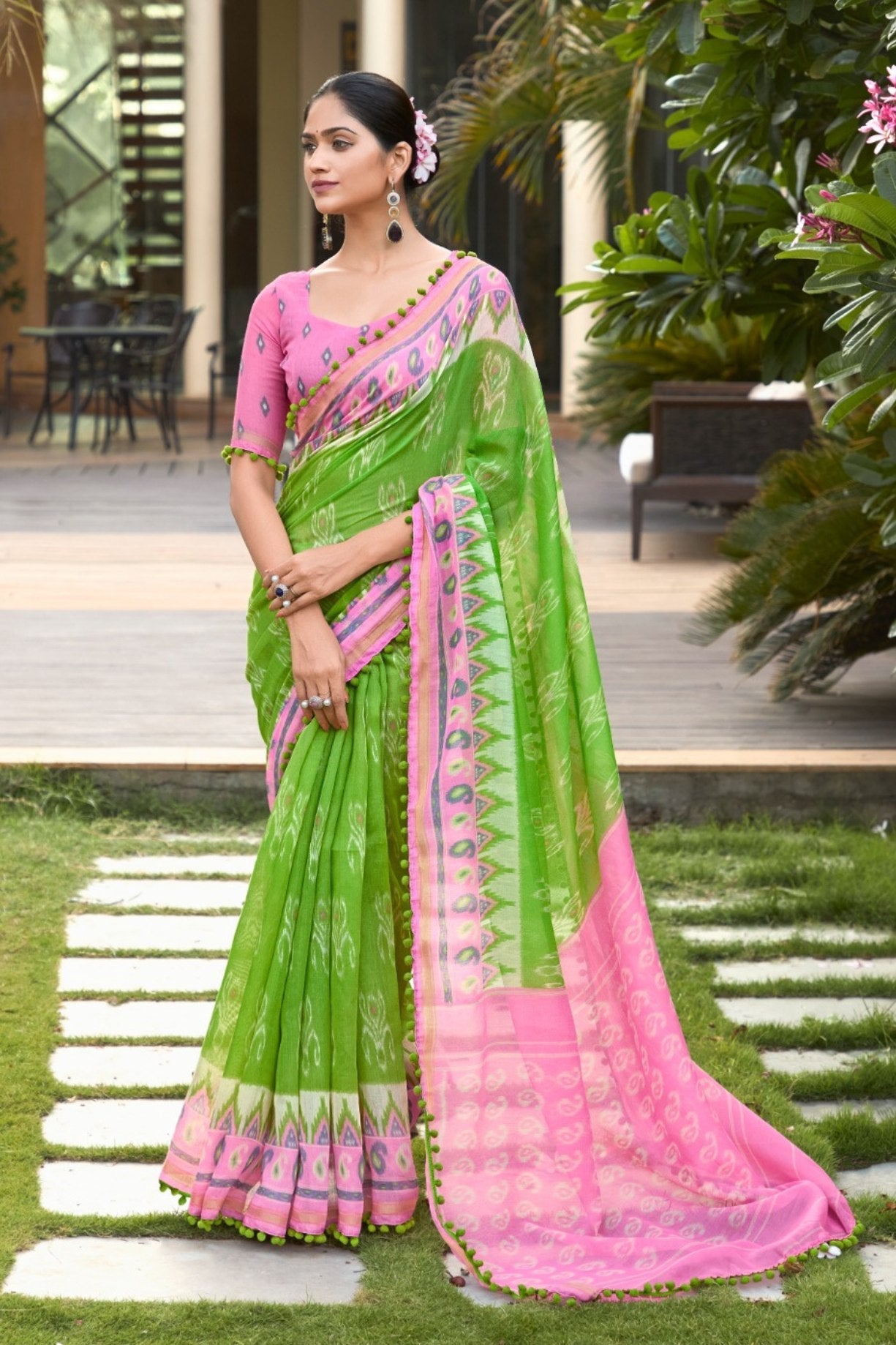 Granny Smith Apple Green Mul Mul Cotton Saree