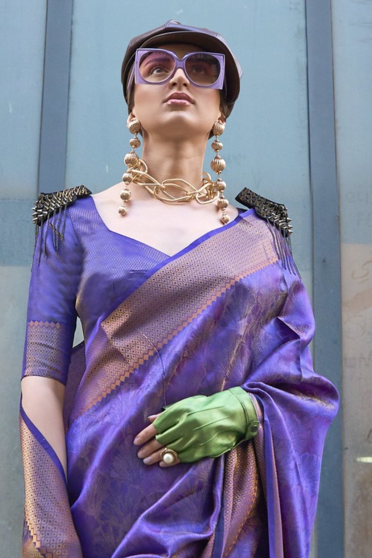 Jacarta Purple Handloom Organza Saree