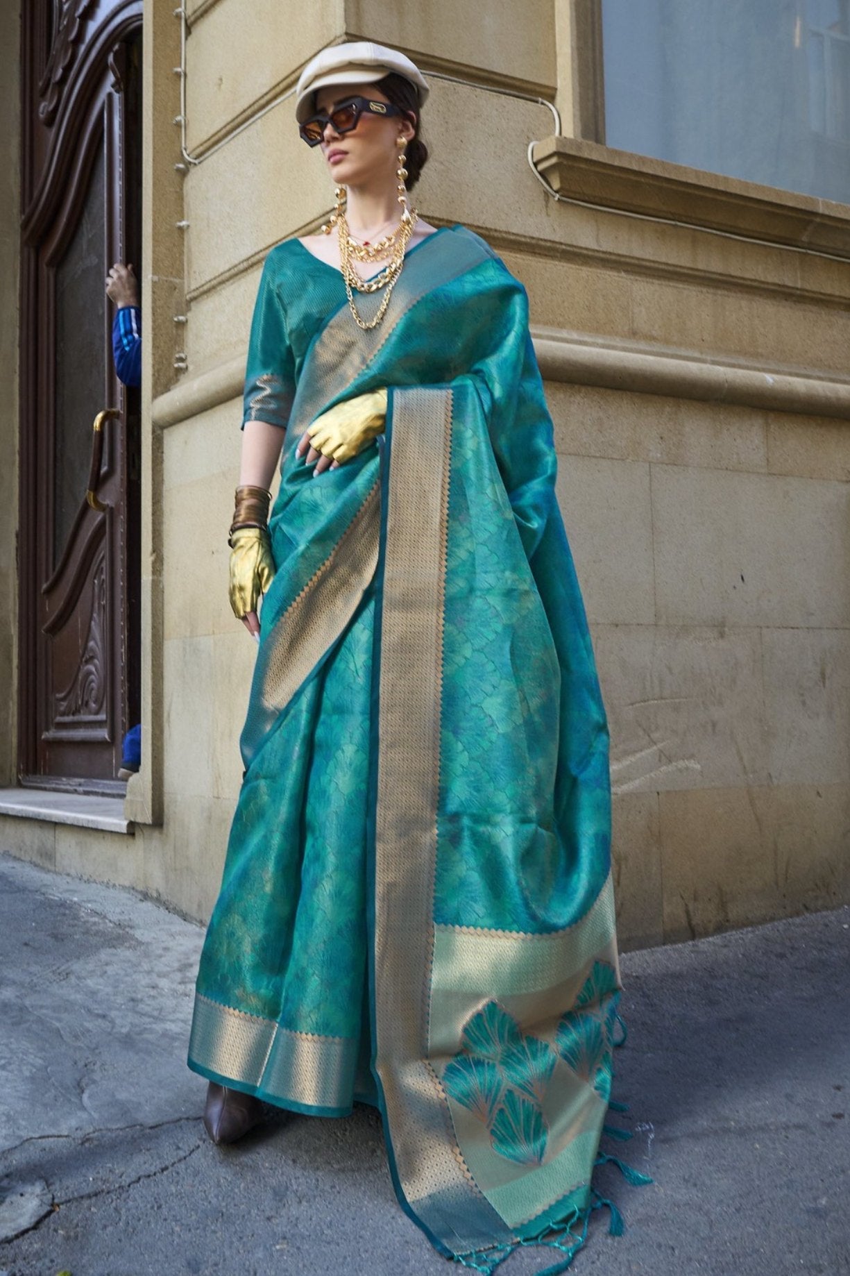 Blue Chill Handloom Organza Saree