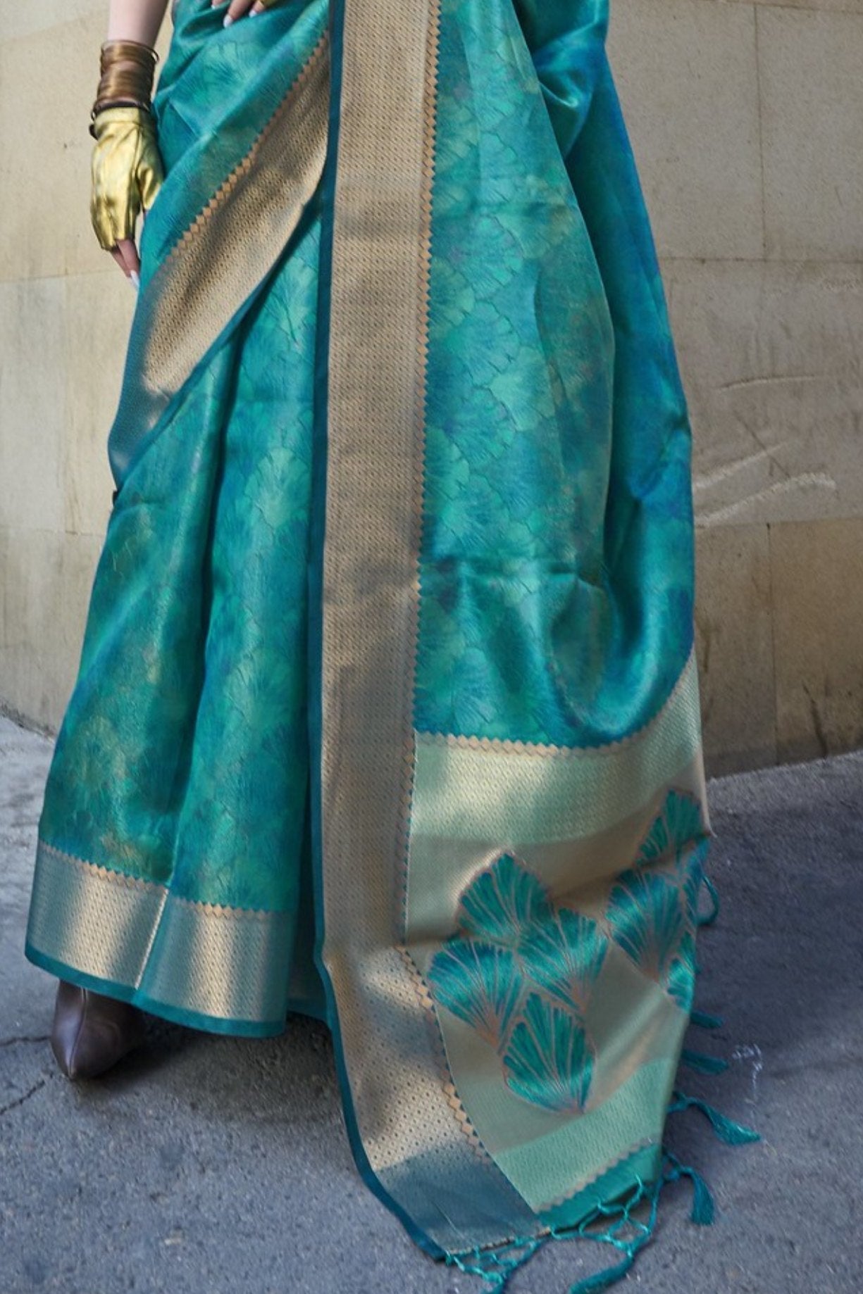 Blue Chill Handloom Organza Saree