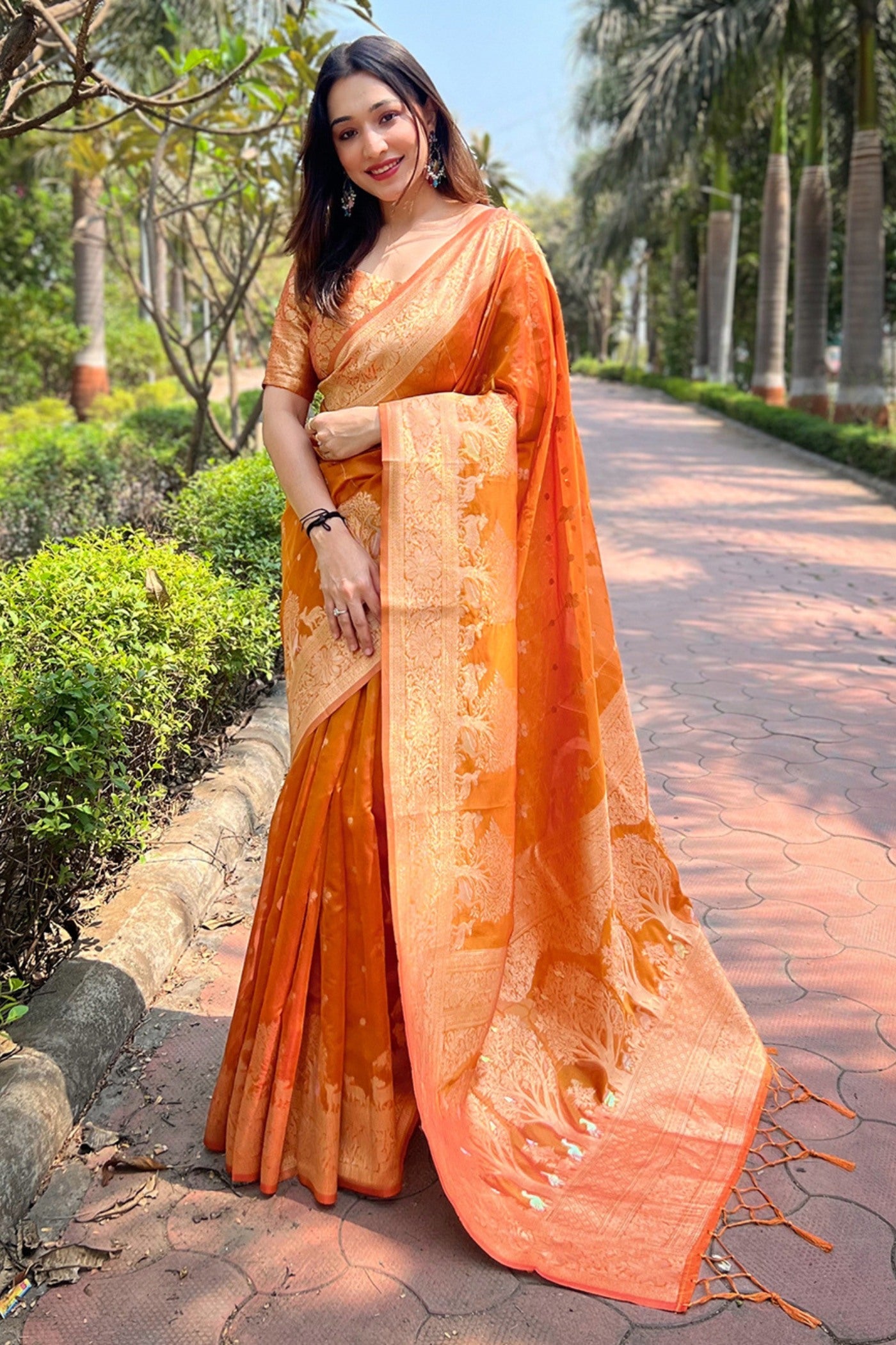 Daisy Yellow Woven Organza Saree